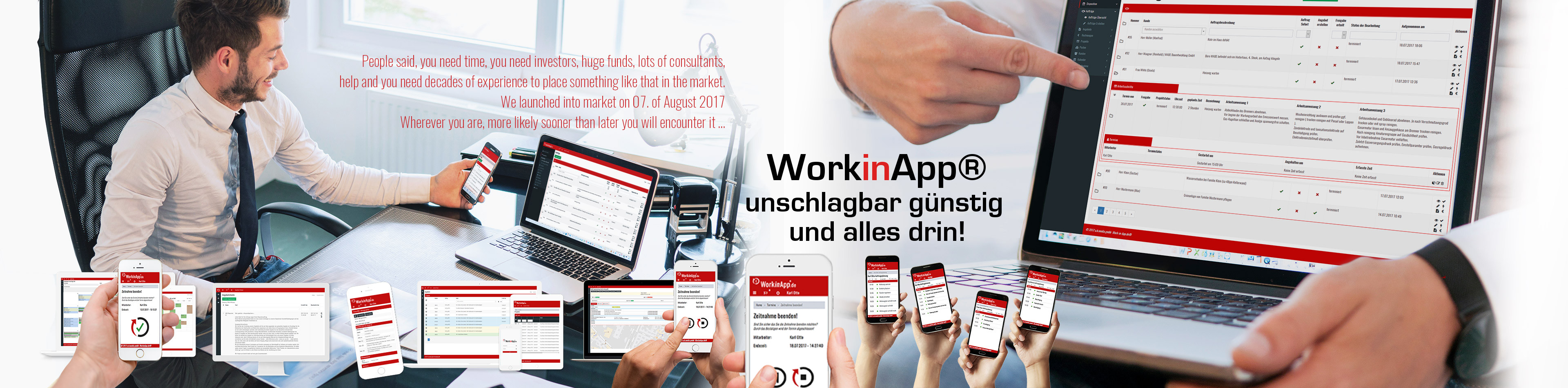 Handwerker Software App mobile Zeiterfassung Homeoffice unterwegs digital Regiebericht preiswert