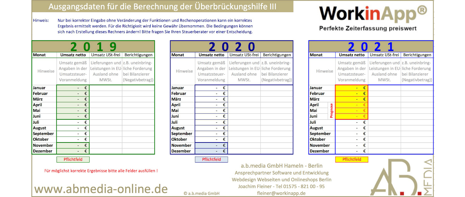 Überbrückungshilfe 3 Plus Zuschuss-Rechner - Berechnung kostenlos in wenigen Minuten